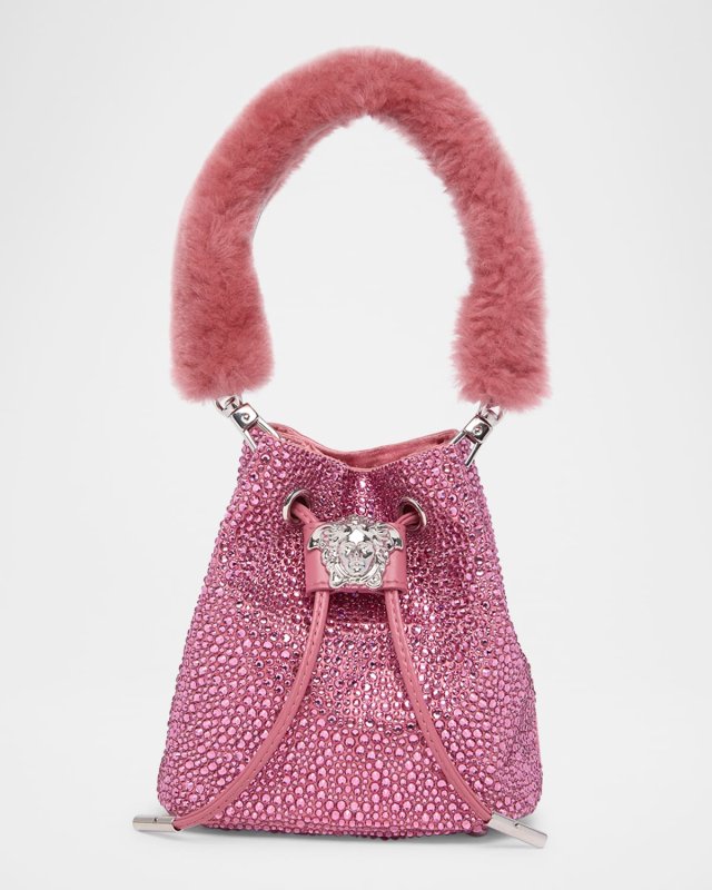 La Medusa Embellished Faux Fur Bucket Bag